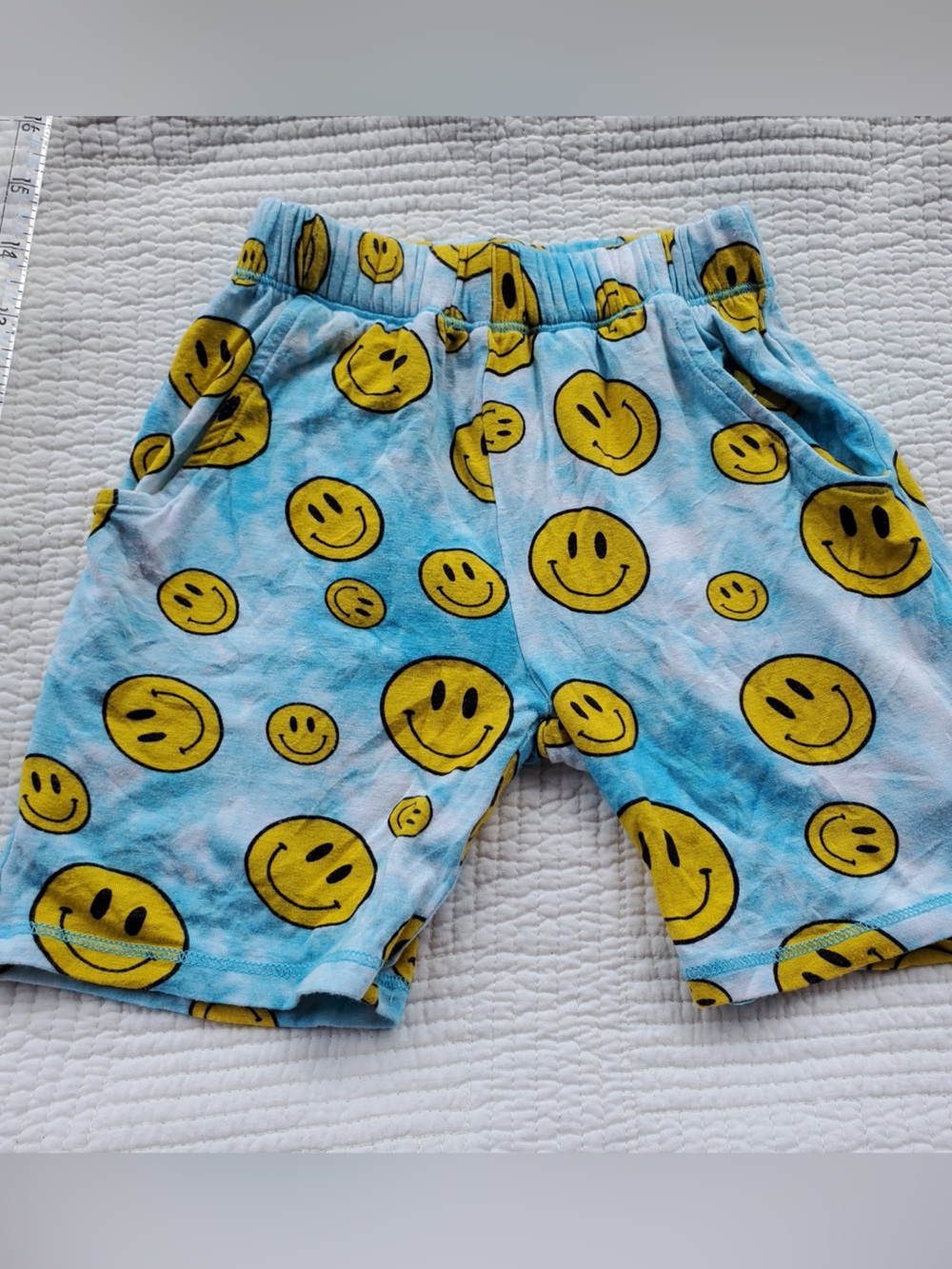 Kids Smile Print Blue Bamboo Shorts - Posh Peanut